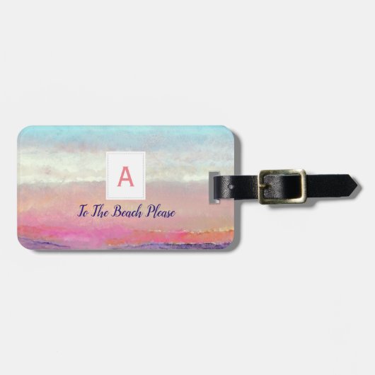 Zonnegegrammaticd Bagagelabel naar het strand (Voorkant horizontaal)
