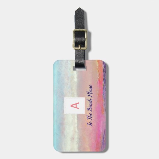 Zonnegegrammaticd Bagagelabel naar het strand (Voorkant verticaal)