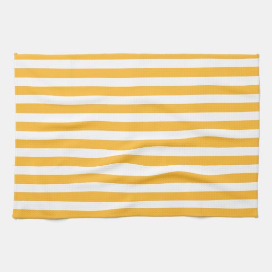 Zonnegele en witte strepen van snoep theedoek (Horizontaal)
