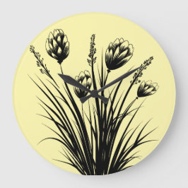 Zonnegele Klok van Wilde Bloemen aan de Muur