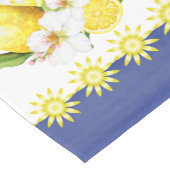 Zonnegele Lemons met witte bloesems Korte Tafelloper (Hoek)