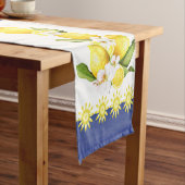 Zonnegele Lemons met witte bloesems Korte Tafelloper (Voorbeeld)