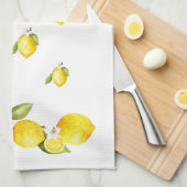 Zonnegele Lemons met witte bloesems Theedoek (Quarter Fold)