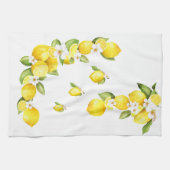 Zonnegele Lemons met witte bloesems Theedoek (Horizontaal)