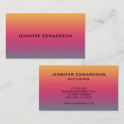 Zonnegele magenta blauwgroen gradiëntprofessional visitekaartje (Voorkant / Achterkant)