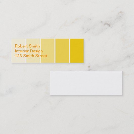 Zonnegele monsters van verf mini visitekaartje (Voorkant / Achterkant)