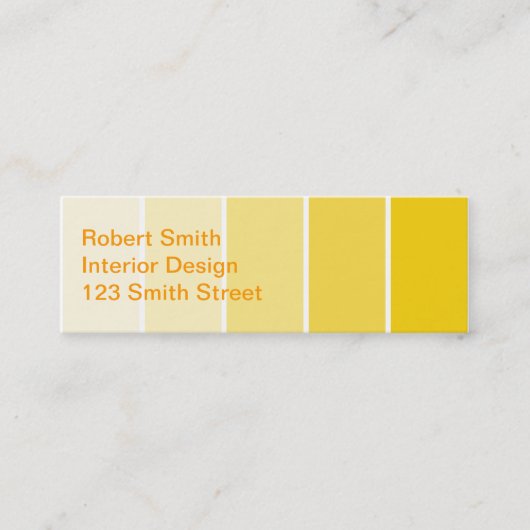 Zonnegele monsters van verf mini visitekaartje (Voorkant)