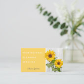Zonnegele zonnebloemreiniging visitekaartje (Staand voorkant)