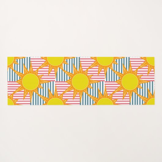 Zonnegele zonneschijn op witte blauwgroen roze str yogamat (Achterkant (horizontaal))