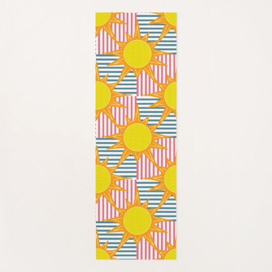 Zonnegele zonneschijn op witte blauwgroen roze str yogamat (Voorkant)