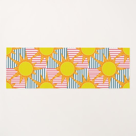 Zonnegele zonneschijn op witte blauwgroen roze str yogamat (Voorkant (horizontaal))