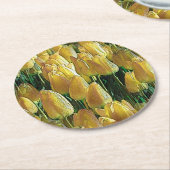 Zonnegeltulpen Ronde Kartonnen Onderzetter (Gebogen)