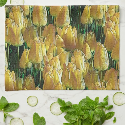 Zonnegeltulpen Theedoek (Gevouwen)