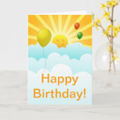 Zonnegelukkig gezicht en vogelkaart voor ballonnen kaart (Gele Bloem)