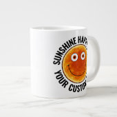 Zonnegelukkig Gezicht GROTE Tekst Aangepaste Reuze Koffiekop (Voorkant rechts)