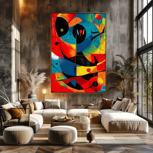 Zonnegeometrie II – Mid-Century Abstracte Construc Poster