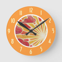 Zonnegetallen, oranje ronde klok