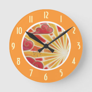 Zonnegetallen, oranje ronde klok