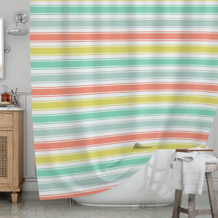 Zonnegewassen Neon Summer Cabana Stripe Douchegordijn