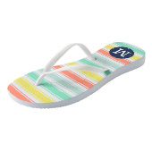 Zonnegewassen Neon Summer Cabana Stripe Monogram Teenslippers (Schuin)