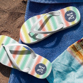 Zonnegewassen Neon Summer Cabana Stripe Monogram Teenslippers