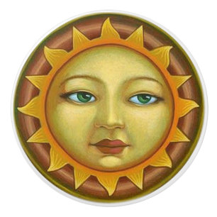 Zonnegezicht Deur- of La Trekker Keramische Knop