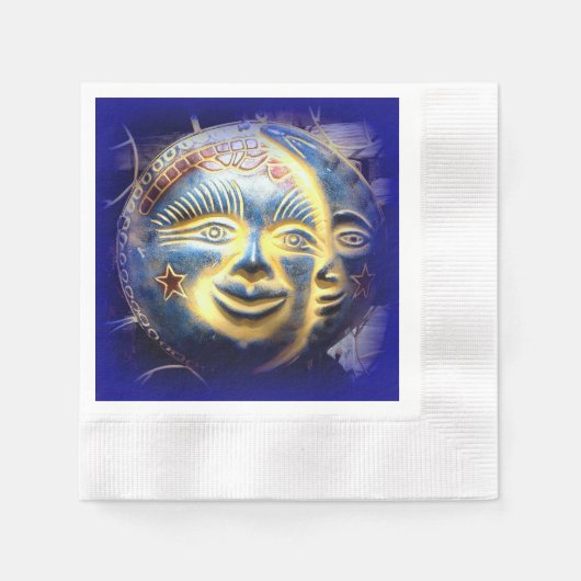 zonnegezicht / maanpapier servetten (Voorkant)