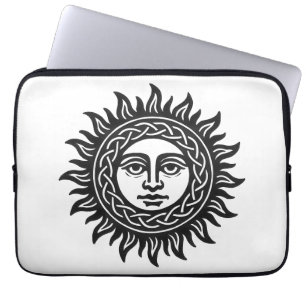 Zonnegezicht Sigil – Zwart Zon Embleem Laptop Sleeve