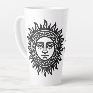 Zonnegezicht Sigil – Zwart Zon Embleem Latte Mok