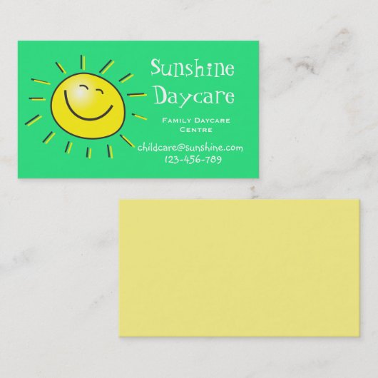 Zonnegezinscentrum kinderopvang visitekaartje (Voorkant / Achterkant)