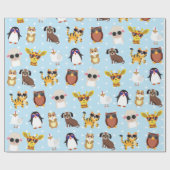 Zonneglazen flessen op blauw cadeaupapier (Vlak)