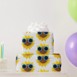 Zonneglazen op zonnebloemkool cadeaupapier