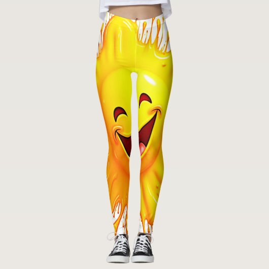 Zonneglimlach: Uitbarstende Vreugde Leggings (Voorkant)