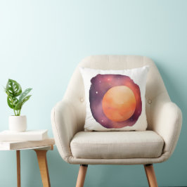 Zonnegloed: kosmische Waterverf kunst Kussen