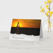 zonnegloed met zeilboot op water voor sympathie kaart (Gele Bloem)