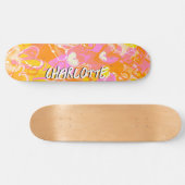 Zonnegloed: Oranje, roze & gele graffiti harten Persoonlijk Skateboard (Horizontaal)