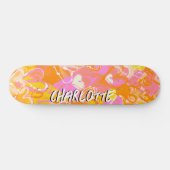 Zonnegloed: Oranje, roze & gele graffiti harten Persoonlijk Skateboard (Horizontaal)