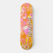 Zonnegloed: Oranje, roze & gele graffiti harten Persoonlijk Skateboard (Voorkant)