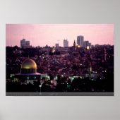 Zonnegloed over de oude stad Jeruzalem, Israël Poster (Voorkant)