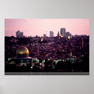 Zonnegloed over de oude stad Jeruzalem, Israël Poster