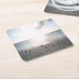 Zonneglorie Aan Het Strand Kartonnen Onderzetters