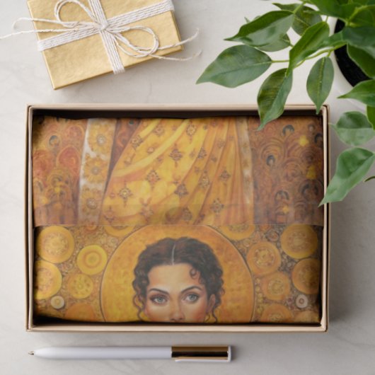 Zonnegodin Klimt-geïnspireerde Gouden Eeuw Decoupa Tissuepapier (Geschenk)