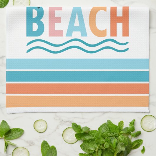 Zonnegolven Het leven is beter op het strand Theedoek (Gevouwen)