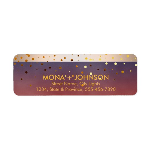 Zonnegoudglitter Sparkle Confetti Moderne Stippen Etiket (Voorkant)