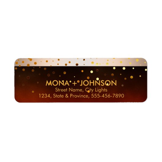 Zonnegoudglitter Sparkle Confetti Moderne Stippen Etiket (Voorkant)