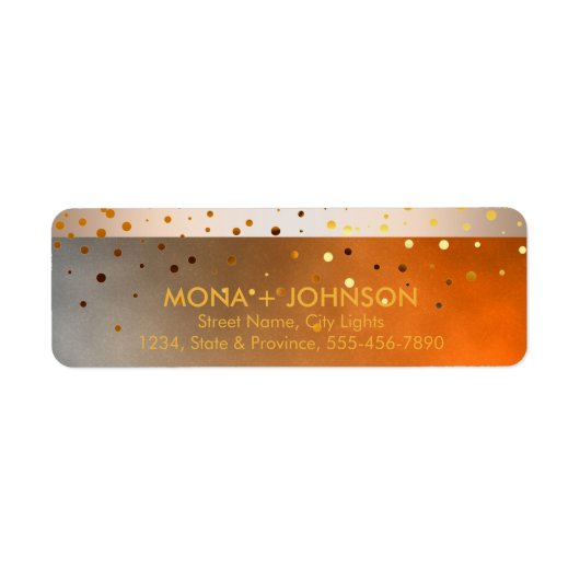 Zonnegoudglitter Sparkle Confetti Moderne Stippen Etiket (Voorkant)