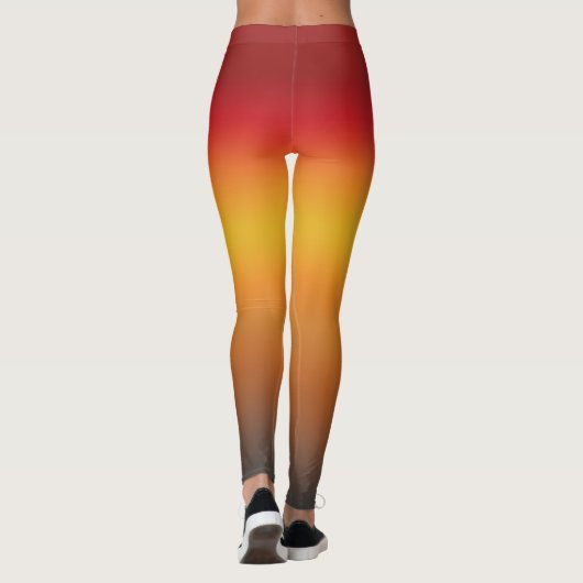 Zonnegradiënt Vibrant Rood Oranje Geel Ombre Leggings (Achterkant)