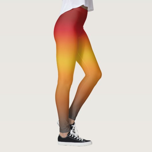 Zonnegradiënt Vibrant Rood Oranje Geel Ombre Leggings (Rechts)