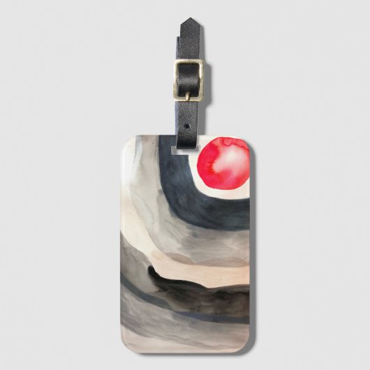 Zonnegrijze en zwarte abstracte moderne kunst bagagelabel (Voorkant (verticaal))