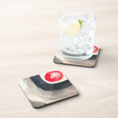 Zonnegrijze en zwarte abstracte moderne kunst bier onderzetter (Rechterzijde)